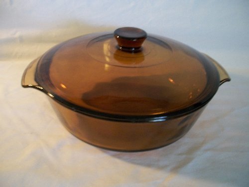 Anchor Hocking 1.5 qt Amber Brown Casserole Baking Dish Bowl Ovenware & Lid (#437)