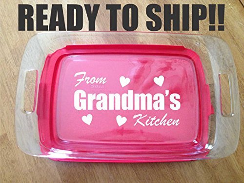 Personalized Pyrex Dish 7x11 Grandma's Kitchen Wedding Anniversary Gift W/lid