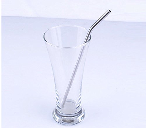 Stainless Steel Drinking Straws, Pack of 5, Bent, Party Straws, Flexible and Soft Cleaning Brush Included N2