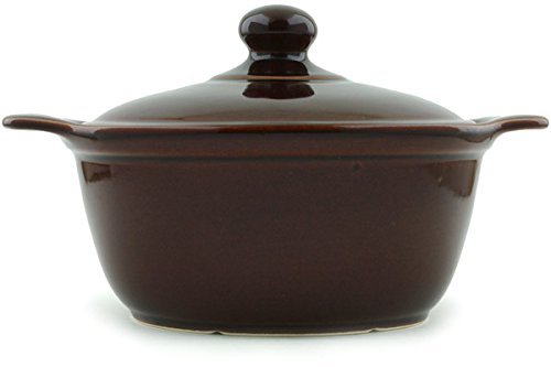 Polish Pottery Baker with Cover with Handles 10-inch Brown N3