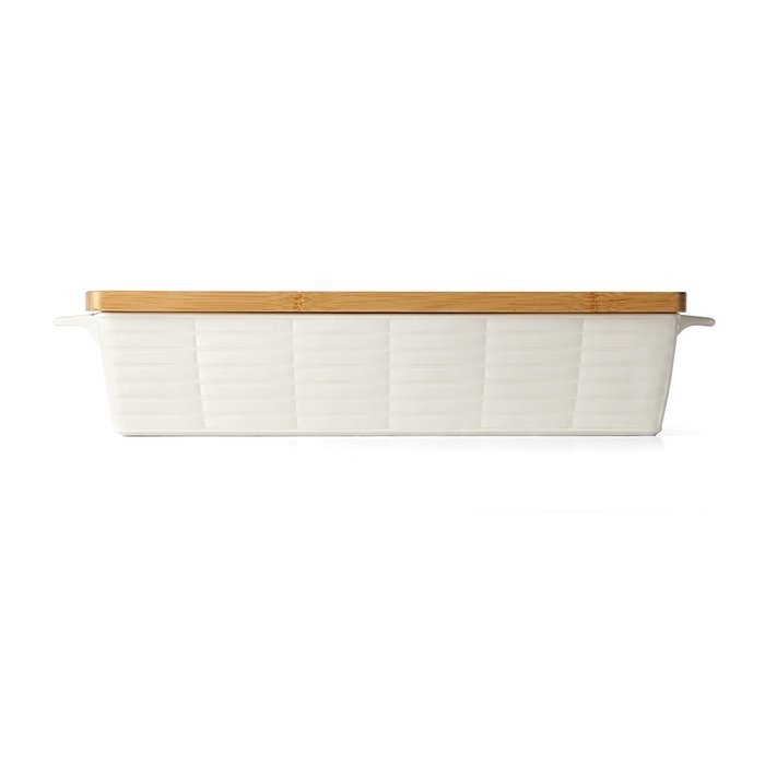 Lenox Entertain 365 Sculpture Rectangular Baker with Lid, White
