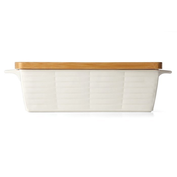 Lenox Entertain 365 Sculpture Rectangular Baker with Lid, White N4