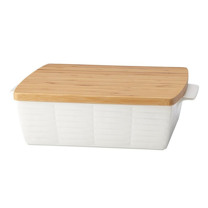 Lenox Entertain 365 Sculpture Rectangular Baker with Lid, White N5