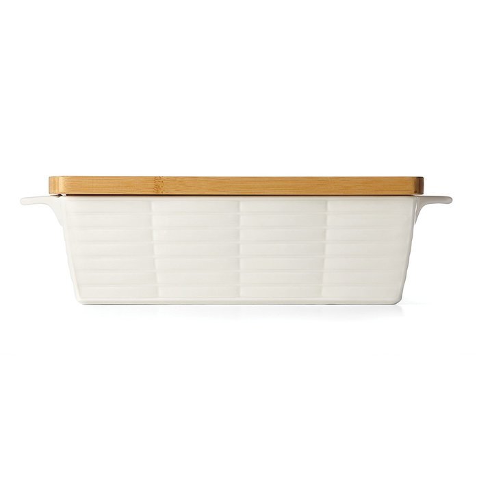 Lenox Entertain 365 Sculpture Rectangular Baker with Lid, White N11