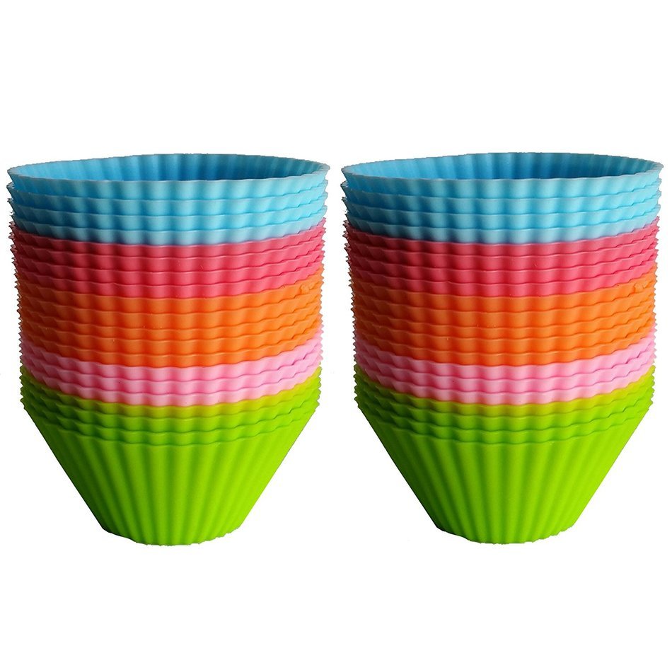 Silicone Cupcake Liners, Non-Stick, Cupcake Liner Mold, Silicone Molds, Assorted Colors, & Reusable by BakerMaker...