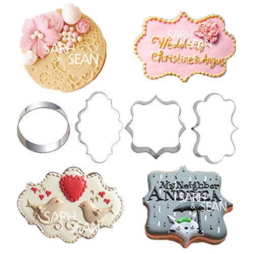 Anyana 4pcs/set European Blessing Wishes Wedding Frame Metal Cookie Cutters Biscuits Stainless Steel Tools Kitchen...
