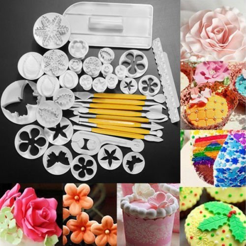 37 Sets Sugarcraft Cake Decorating Fondant Icing Plunger Cutters Tools Mold Xmas