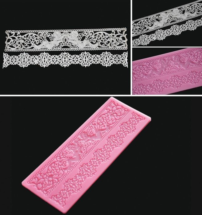 FOUR-C Silicone Lace Mat Texture Cake Mat Color Pink N2