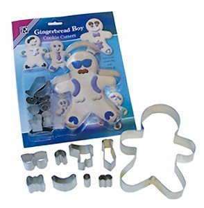 R & M International Gingerbread Man Cutomizable Cookie Cutter Set, Silver