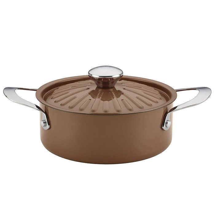Rachael Ray Cucina Hard Porcelain Enamel Nonstick Covered Round Casserole, 2.5-Quart, Agave Blue N9