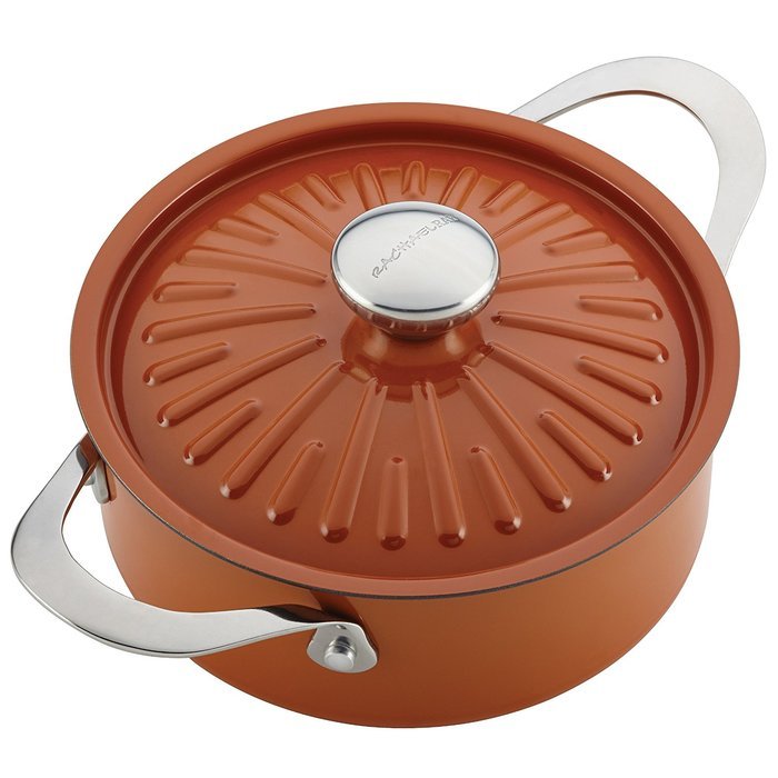 Rachael Ray Cucina Hard Porcelain Enamel Nonstick Covered Round Casserole, 2.5-Quart, Agave Blue N12