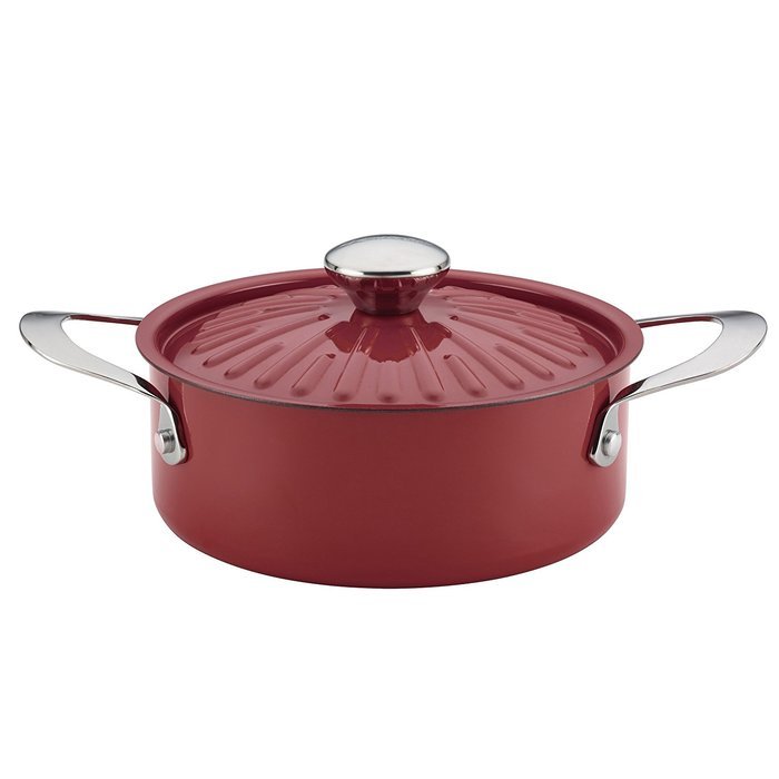 Rachael Ray Cucina Hard Porcelain Enamel Nonstick Covered Round Casserole, 2.5-Quart, Agave Blue N18