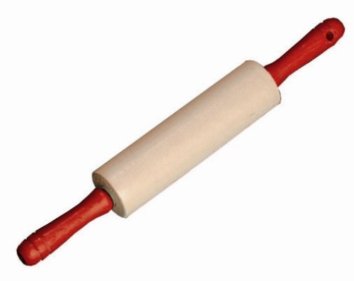 J.K. Adams 7-Inch Maple Bakers Rolling Pin with Red Handles