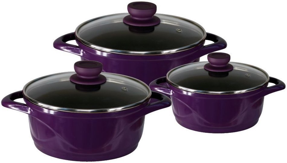 Wonderchef Aluminium Casserole Set, 6-Pieces, Purple