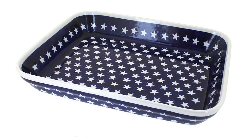 Polish Pottery Stars Large Rectangular Baker