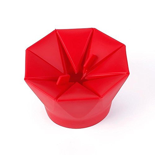 JIEPING Non-stick Compact Design Silicone Popcorn Bucket for Watching Movie Red N2