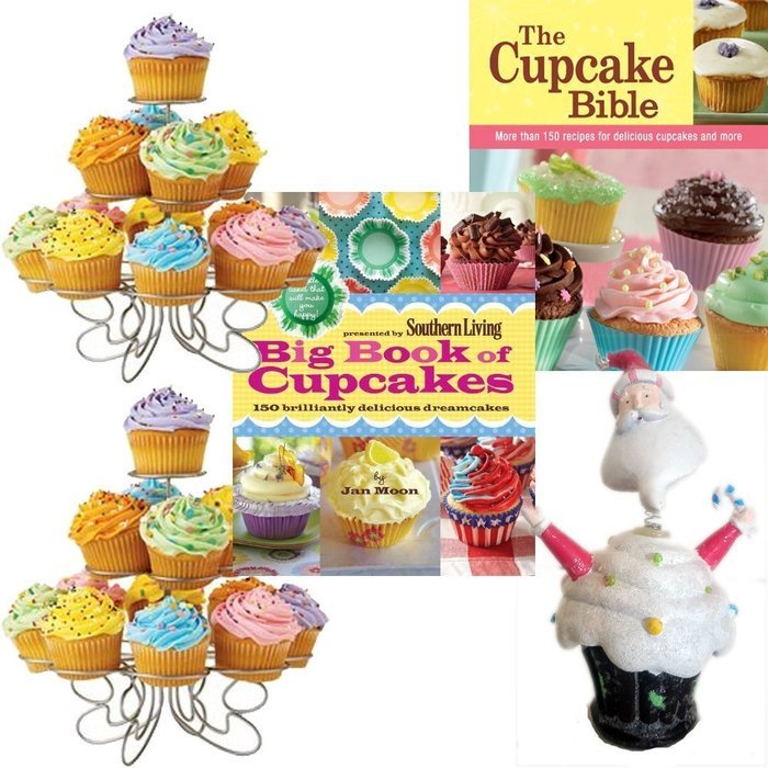 Cupcakes 'N More Dessert Stands Recipe Books & More 5 Piece Bakers' Gift Bundle [5 Piece]