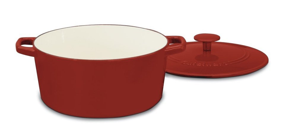 Cuisinart CI670-30CR Chef's Classic Enameled Cast Iron 7-Quart Round Covered Casserole, Cardinal Red N3