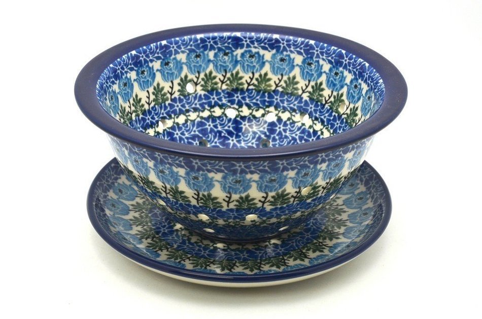 Polish Pottery Berry Bowl with Saucer - Antique Rose