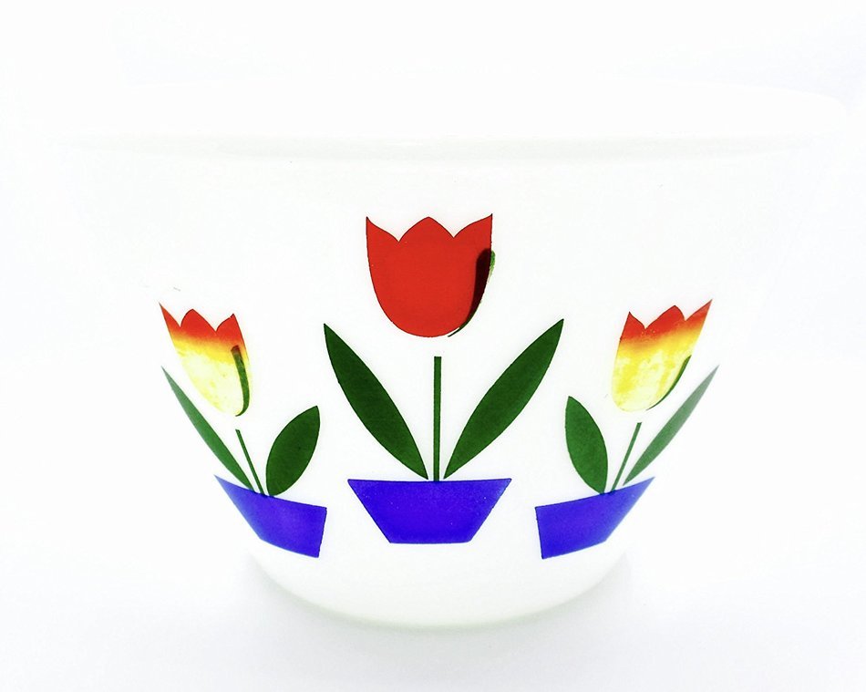 Fire King Vintage Tulip Ovenware Bowl 6.5 Inches H X 9.5 Inches N3