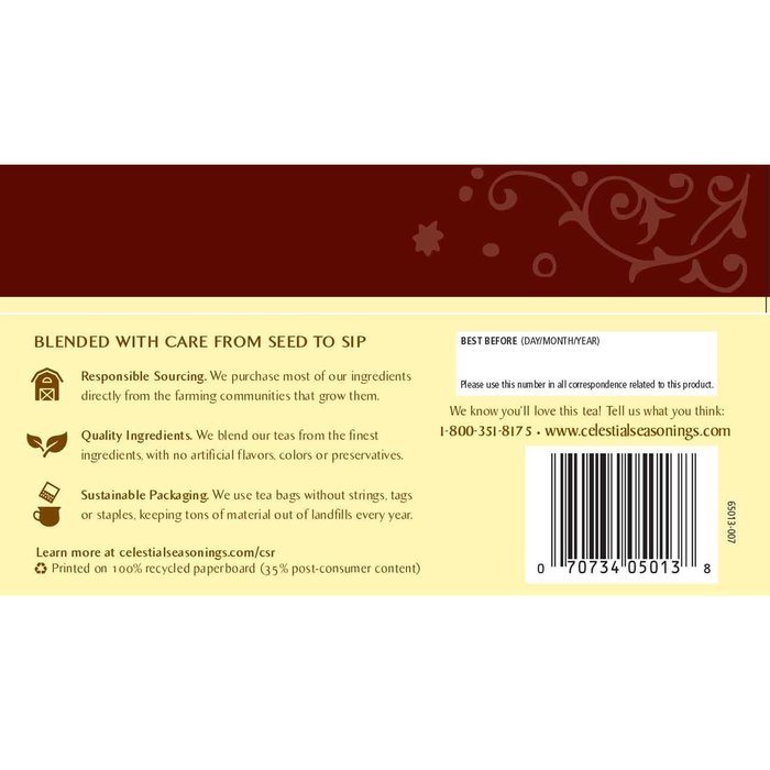 Celestial Seasonings Bengal Spice Herbal Tea, 20 Count (Pack of 6) N16