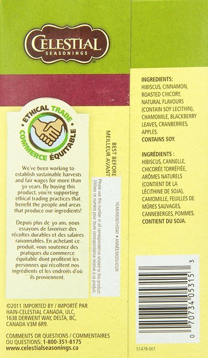 Celestial Seasonings Bengal Spice Herbal Tea, 20 Count (Pack of 6) N151