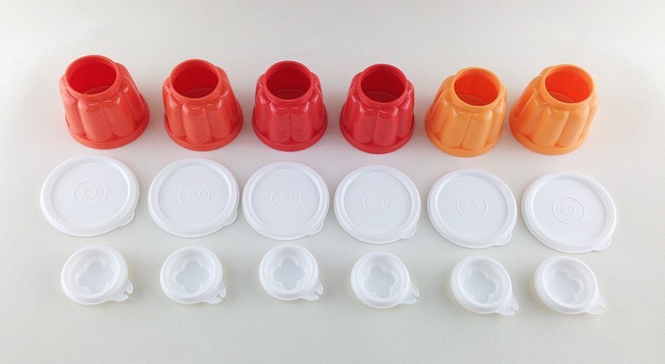 6 x Tupperware Red & Orange Jellette Jelly Makers 120ml Limited Edition N2