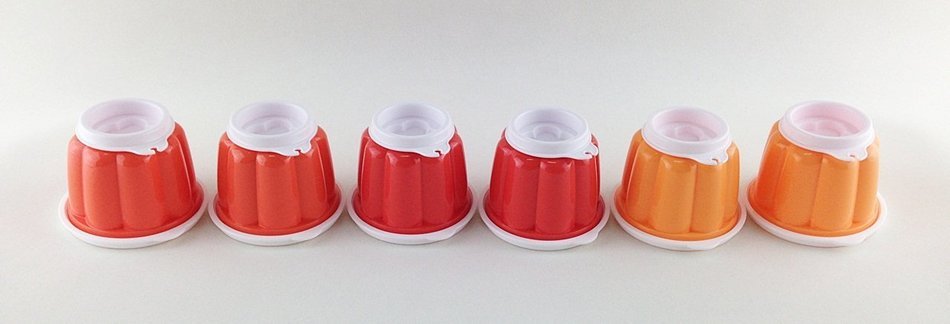 6 x Tupperware Red & Orange Jellette Jelly Makers 120ml Limited Edition N3