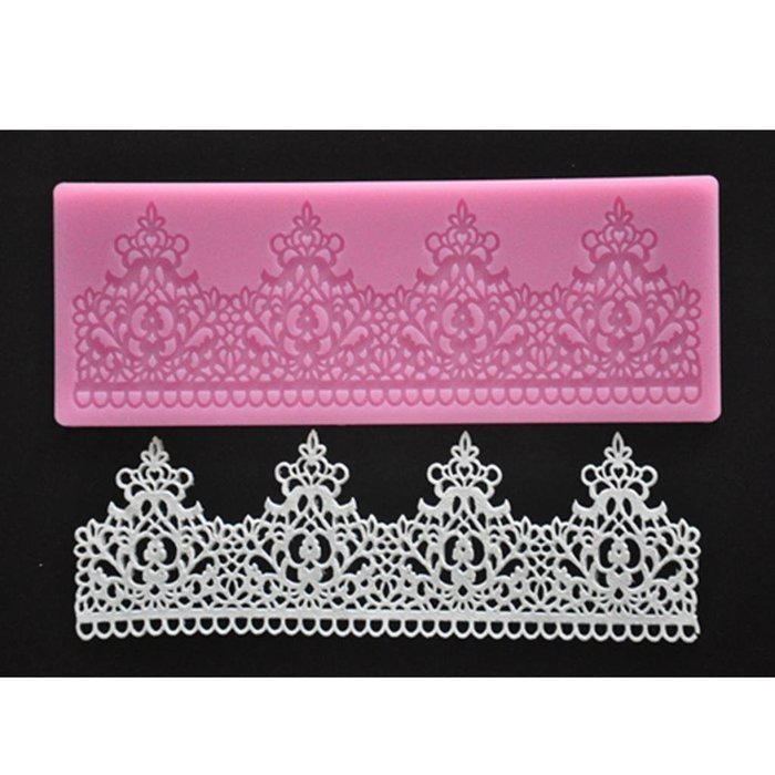 FOUR-C Silicone Lace Mat Decor Cake Pad Textured Cake Mold Color Pink