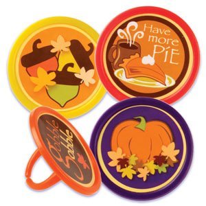 [ 48 ct Cupcake Pakaging Set ]: Clear Cupcake Containers, Brown Baking Cups & Cupcake Topper Rings - Thanksgiving... N3