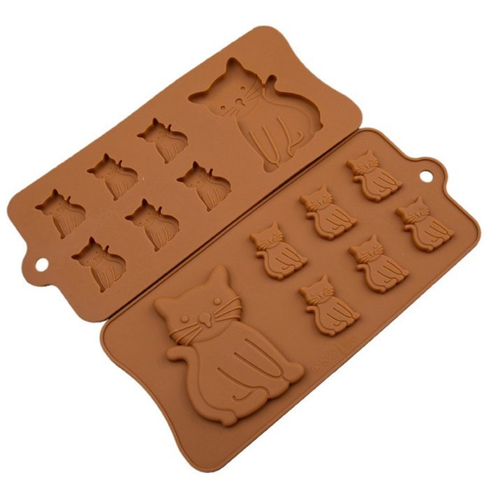 JLHua 5 PCS Emoji Cat Emotion Cake Mold Smiley Chocolate Candy Baking Mould, 7-cavity Random Color