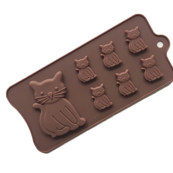 JLHua 5 PCS Emoji Cat Emotion Cake Mold Smiley Chocolate Candy Baking Mould, 7-cavity Random Color N3