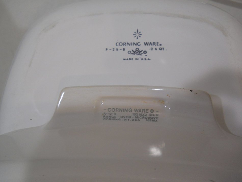 Corning Ware Cornflower Blue Vintage Casserole Dishes A-10-B & P-2 1/2-B with Rack/Trivet N4