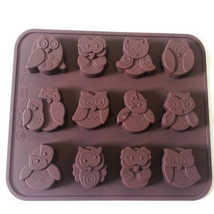 Bhbuy 1x Silicone Cookie Cake Muffin Chocolate Candy Mould Baking Tray Cute Owl Mold