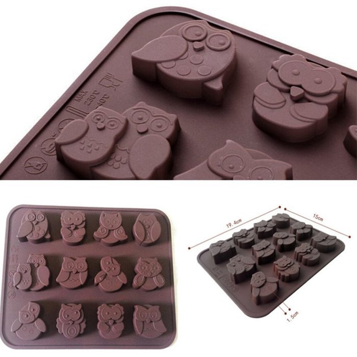 Bhbuy 1x Silicone Cookie Cake Muffin Chocolate Candy Mould Baking Tray Cute Owl Mold N2