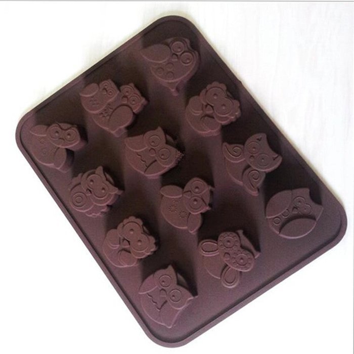 Bhbuy 1x Silicone Cookie Cake Muffin Chocolate Candy Mould Baking Tray Cute Owl Mold N3
