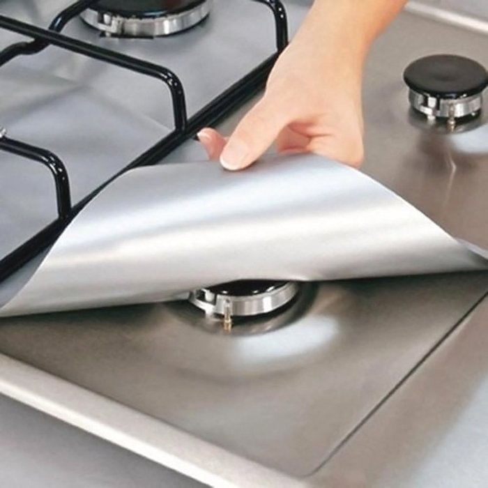 Gooday 8 Pcs x Aluminum foil Teflon Gas Hob Oil Protector Liner Reusable Stove Clean Mat Pad,27x27cm/ 10.6x10.6... N6