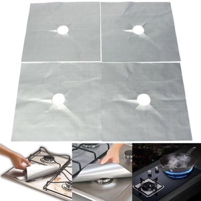 Gooday 8 Pcs x Aluminum foil Teflon Gas Hob Oil Protector Liner Reusable Stove Clean Mat Pad,27x27cm/ 10.6x10.6... N7