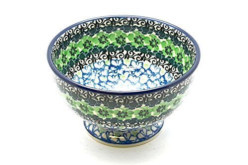 Polish Pottery Bowl - Pedestal - Small - Kiwi