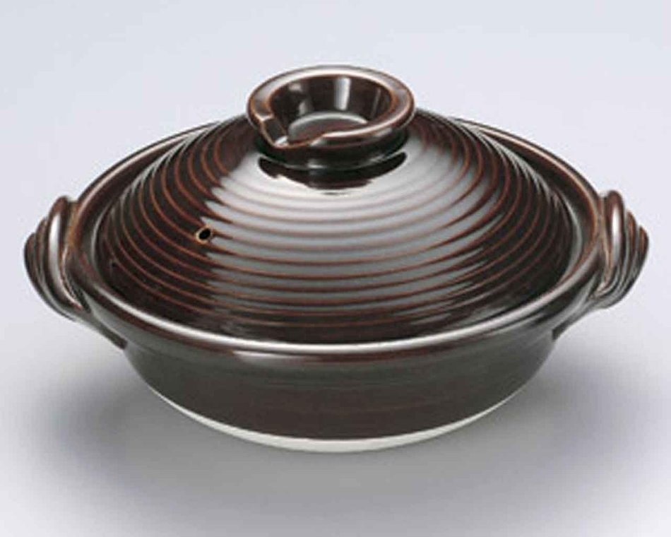 Candy-Glaze for 4-5 persons 12inch Donabe Japanese Hot pot Brown Ceramic Made in Japan