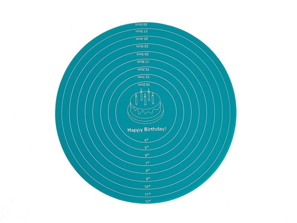 TBH Silicone Pastry Mat with Measurements 12 inch Silicone Baking Mat for Cake Decorating Turntable