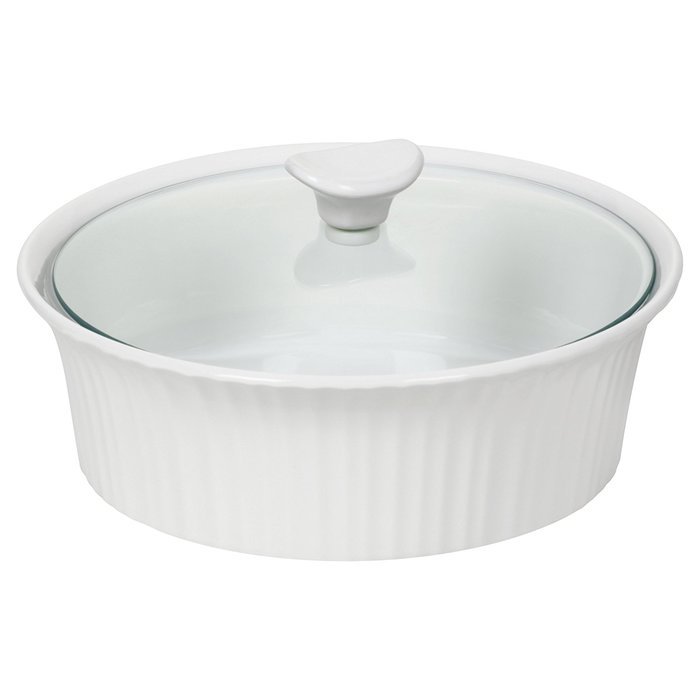 Corningware French White III Round Casserole with Glass Cover, 1.5-Quart N2