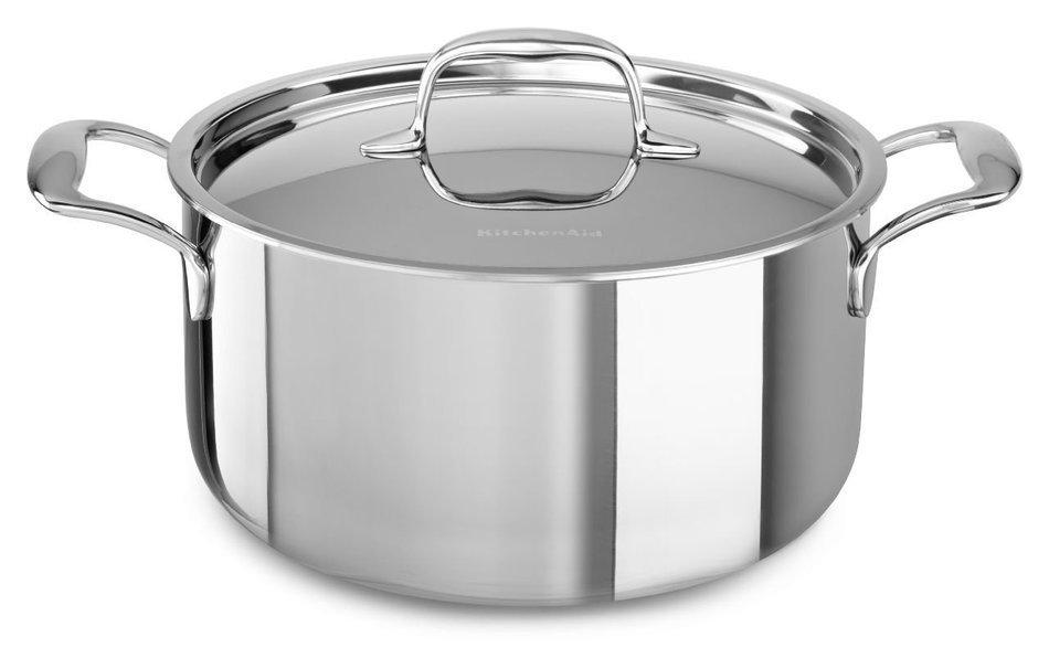 KitchenAid KCT60CSST Tri-Ply Stainless Steel 6-Quart Low Casserole with Lid Cookware - Stainless Steel N4