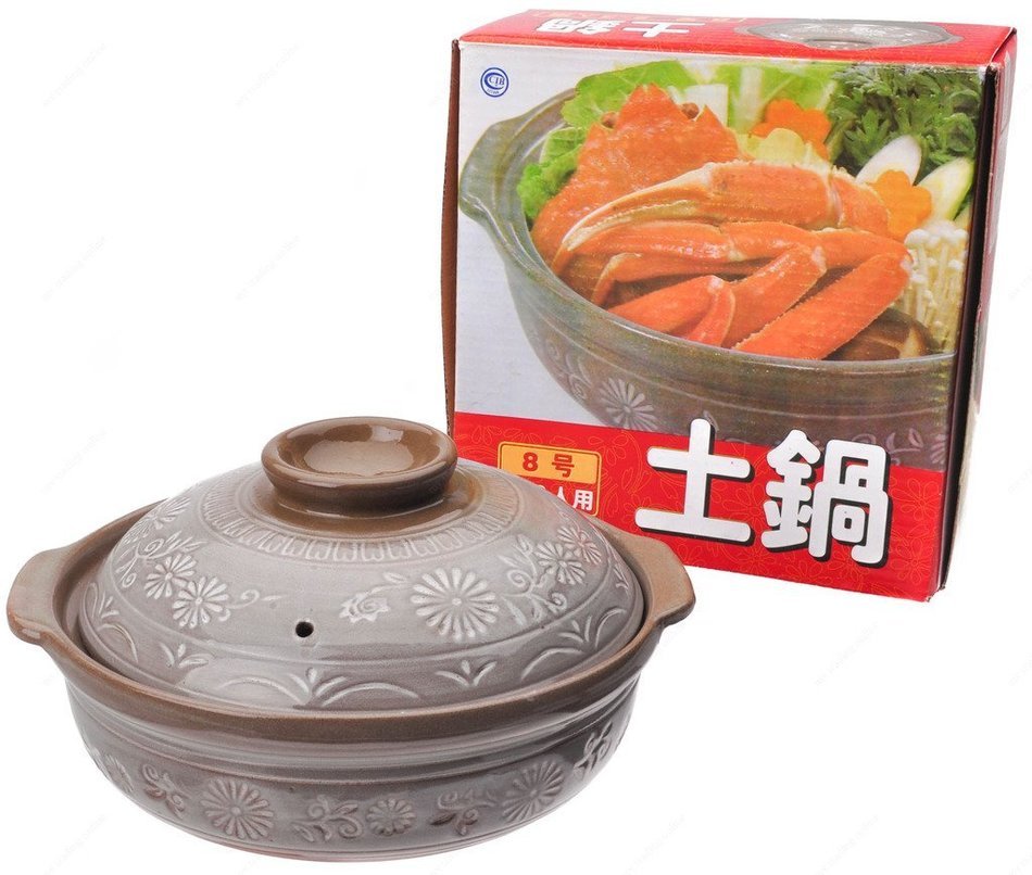 Kafuh CD8/M Japanese Eathern Casserole Donabe Hot Pot, 2-Quarts (8-Cups), 19&frac14;-Inches, Mishima Flower