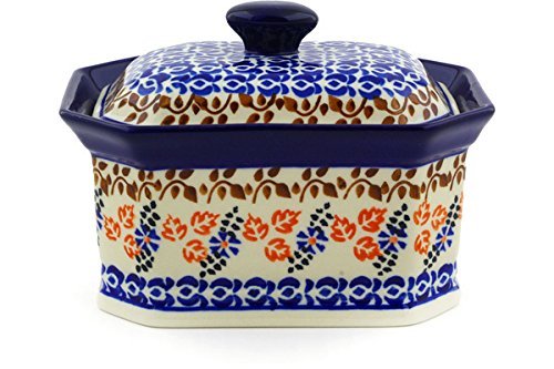 Polmedia Polish Pottery 6-inch Stoneware Jar with Lid H7909E Hand Painted from Ceramika Artystyczna in Boleslawiec... N3