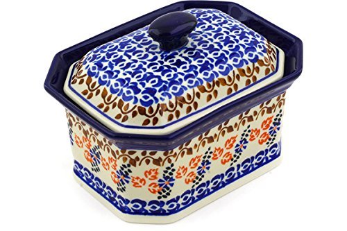 Polmedia Polish Pottery 6-inch Stoneware Jar with Lid H7909E Hand Painted from Ceramika Artystyczna in Boleslawiec... N4