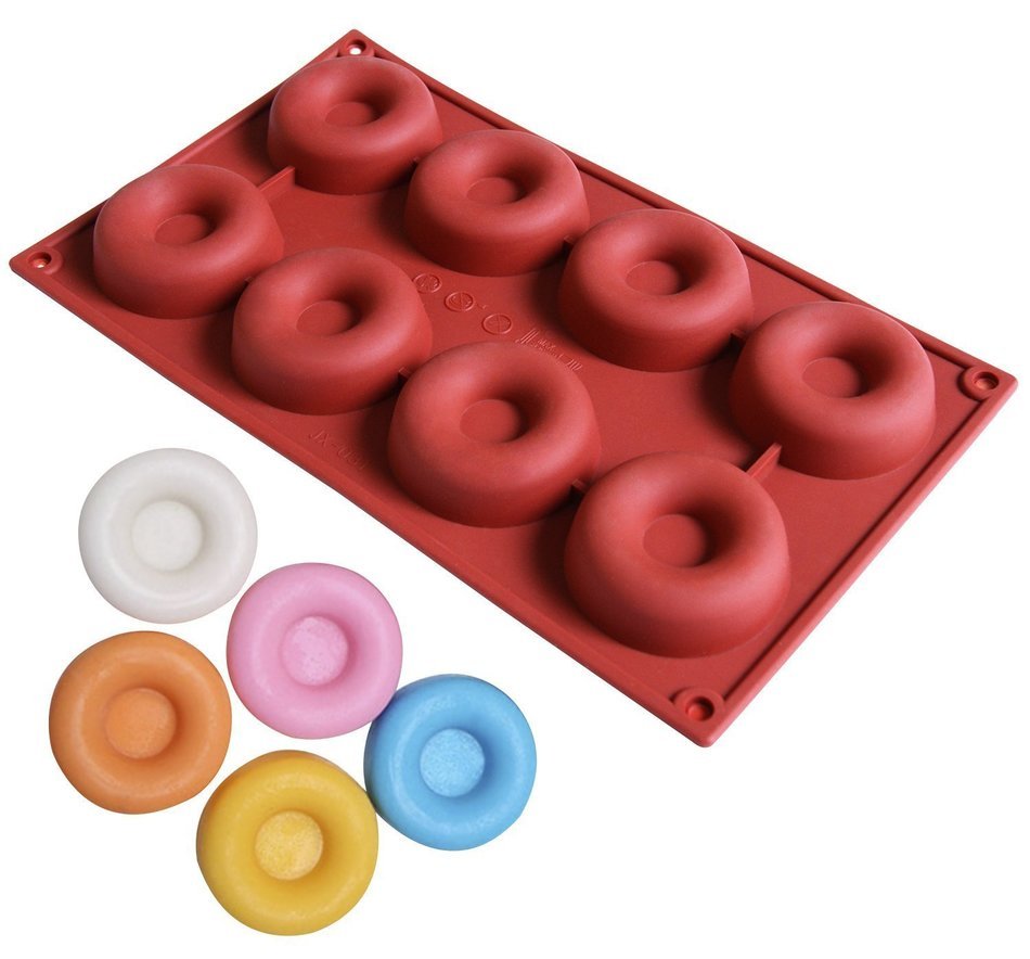 Cy3Lf 8 Cavity Silicone Donut Pan, Muffin Cups, Cake Baking Ring, Biscuit Mold(PACK OF 2) N3