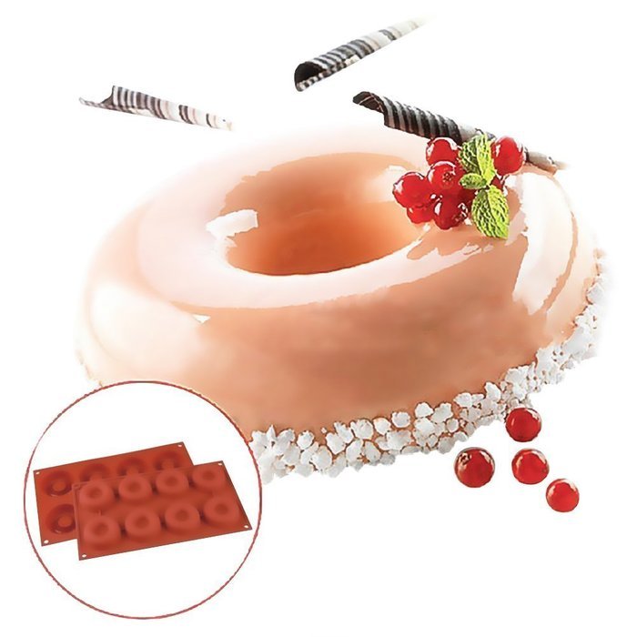 Cy3Lf 8 Cavity Silicone Donut Pan, Muffin Cups, Cake Baking Ring, Biscuit Mold(PACK OF 2) N7