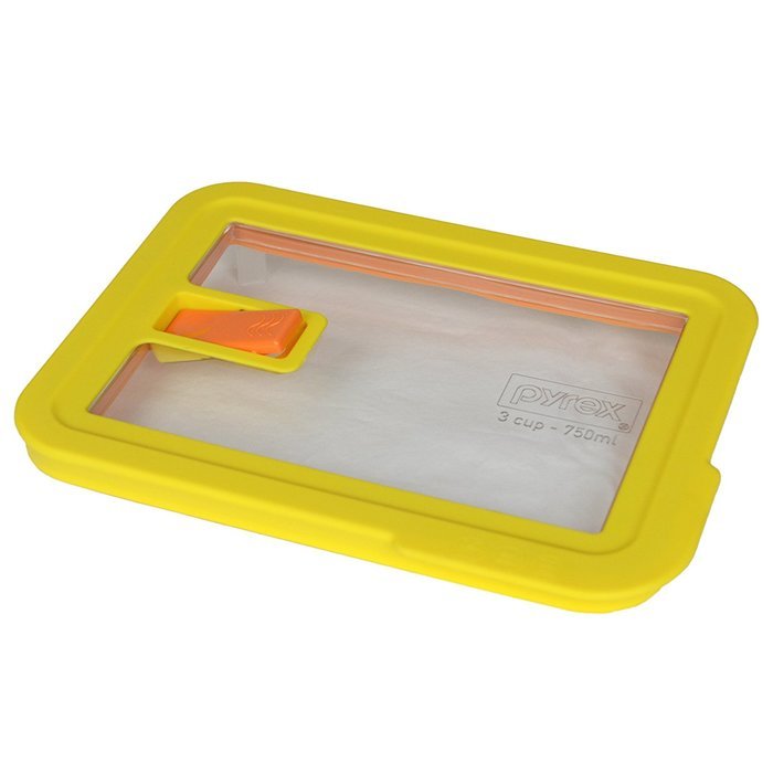 Pyrex 7210-NLC Rectangle Yellow 3 Cup Vented No Leak Lid for 7210 Dish (4-Pack) N2