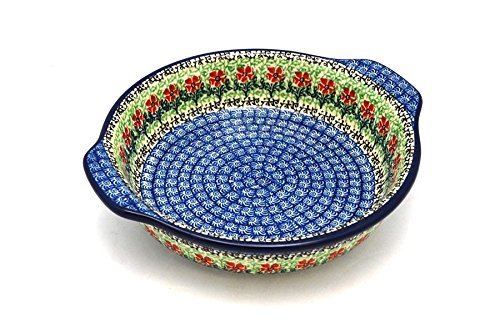 Polish Pottery Baker - Round with Grips - Medium - Maraschino